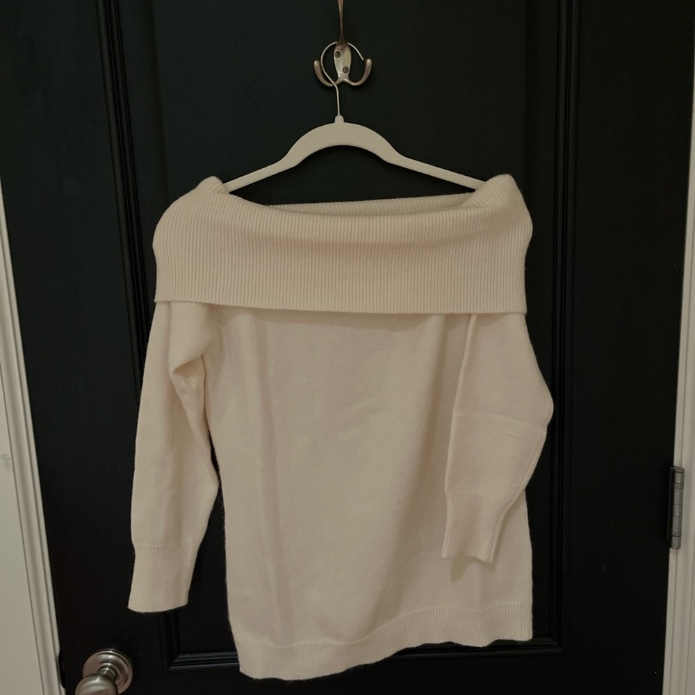 Elegant Off-Shoulder Cream Sweater